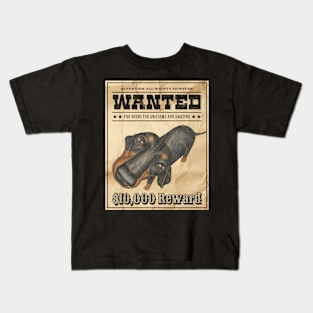 Funny Cute Doxie Dachshund Dog Wanted Poster Kids T-Shirt